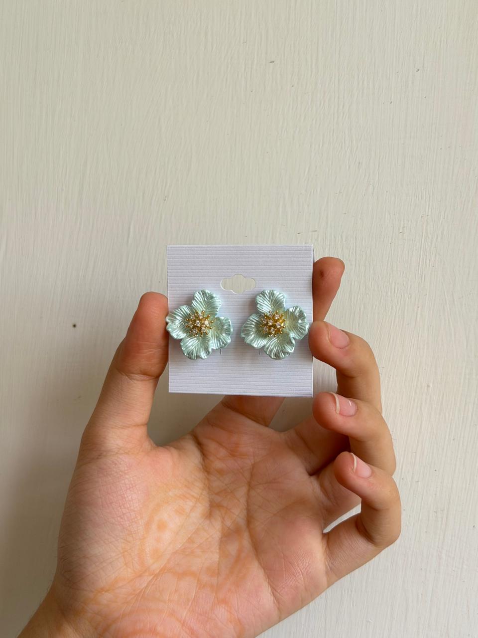 Arctic Blue Floral Earrings