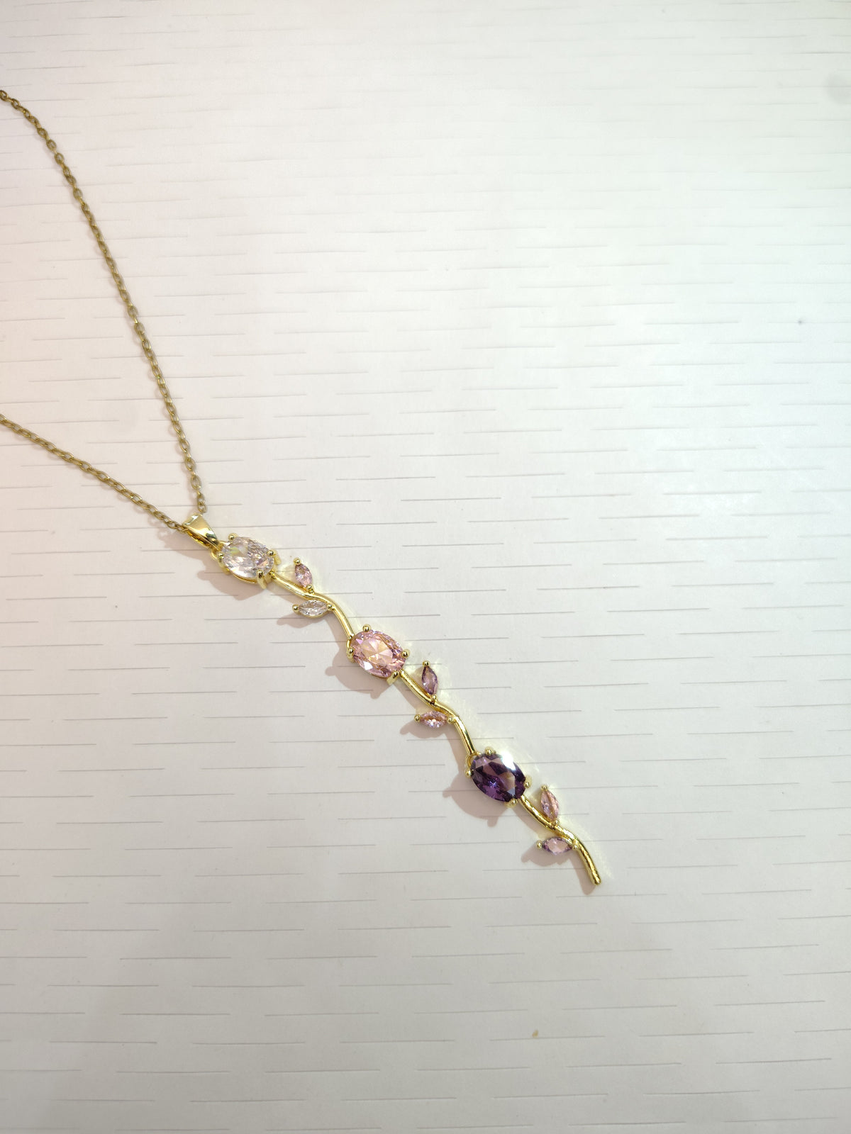 White pink purple Whimsical Tulip Necklace + 2 Surprise gifts