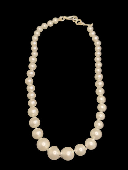 Elegant Mint  White Pearl Necklace