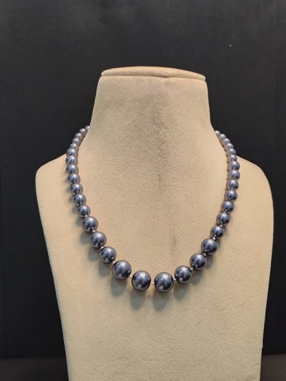 Elegant Mint  Bright Gray Pearl Necklace