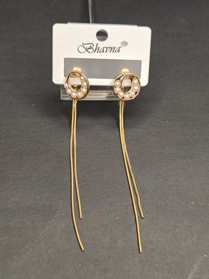 Golden Long Length Earrings