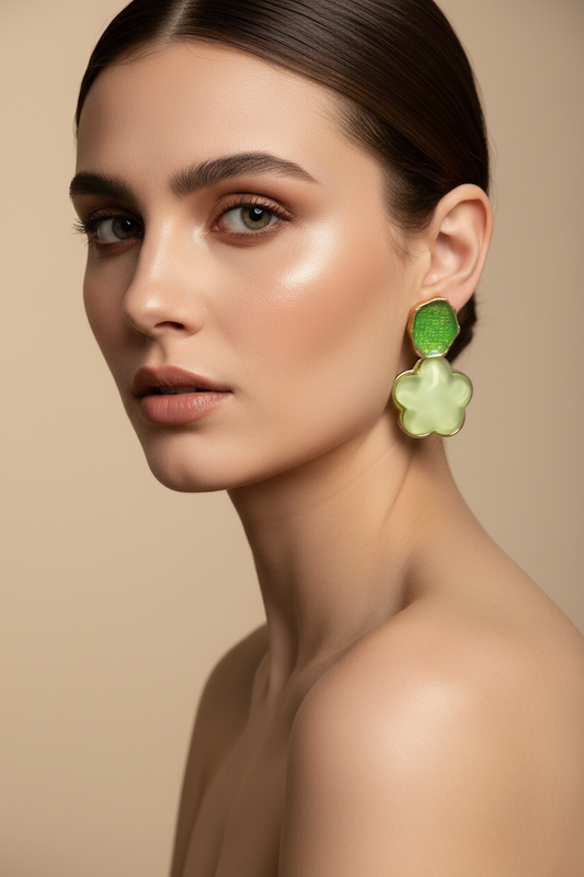 Green Flower Earrings