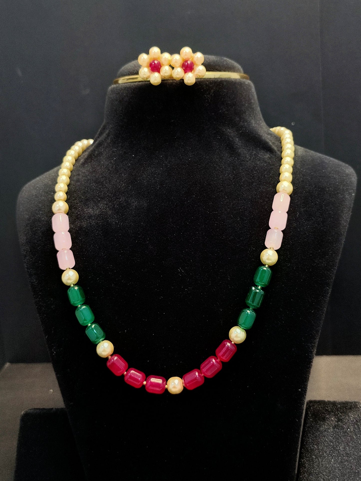 Multi Colour Necklace With Matching Earrings