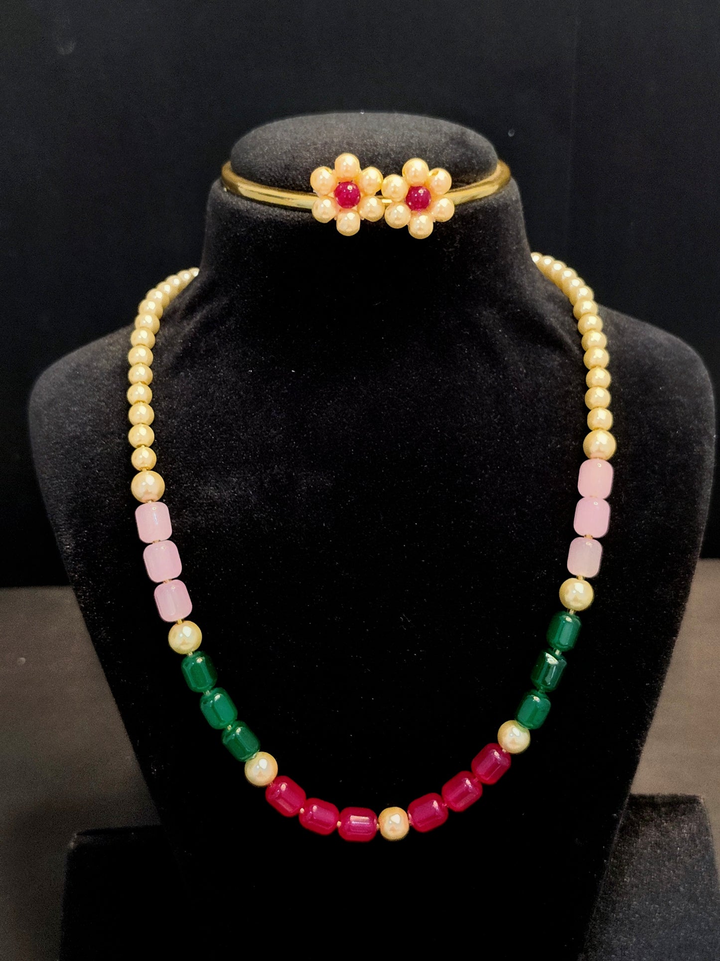 Multi Colour Necklace With Matching Earrings