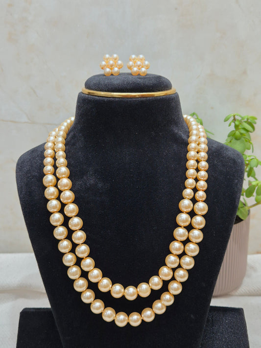 Pearl Necklace Set Golden Shade