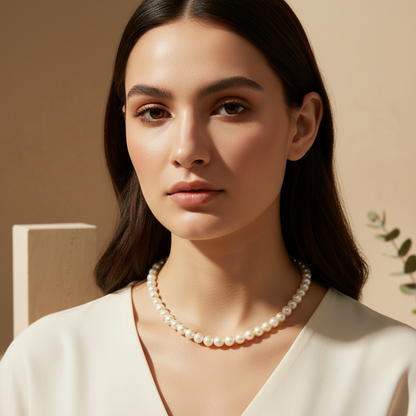 Elegant Mint Creami Pearl Necklace