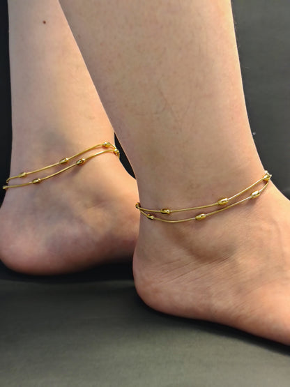 Gold Plated Double Chain  Anklets