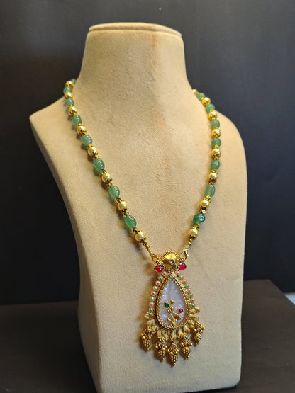 Green & Golden Green Long Necklace DB00054