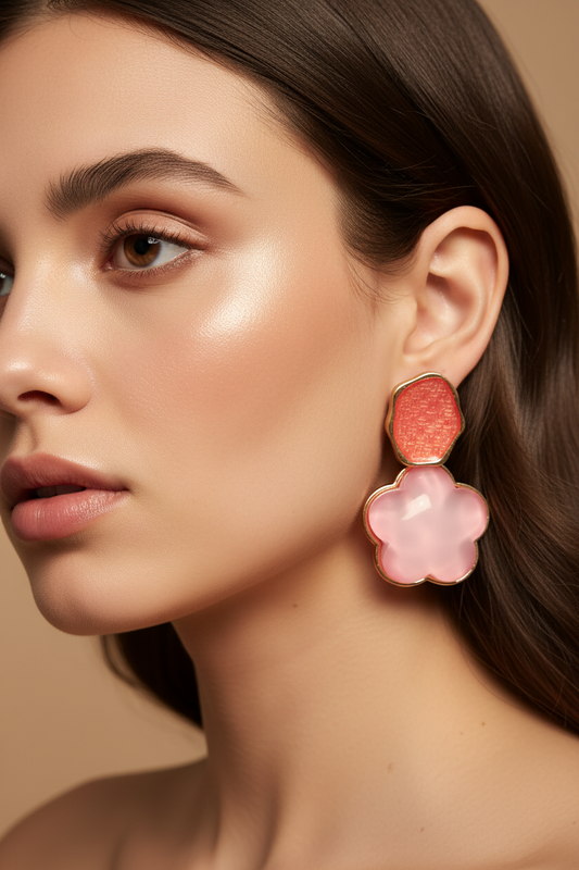 Pink Flower Earrings