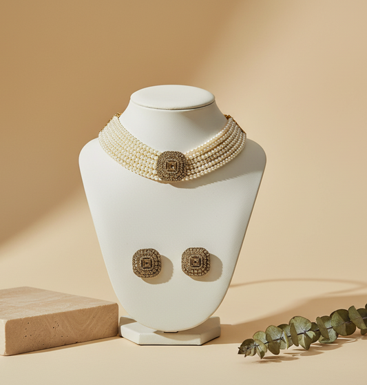 Royal Victorian Multi Strand Pearl Choker