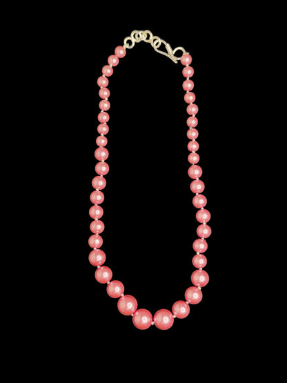 Elegant Mint Pink Pearl Necklace