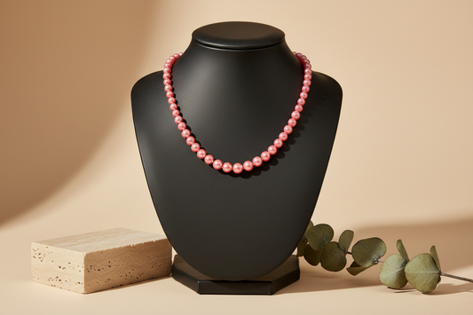 Elegant Mint Pink Pearl Necklace