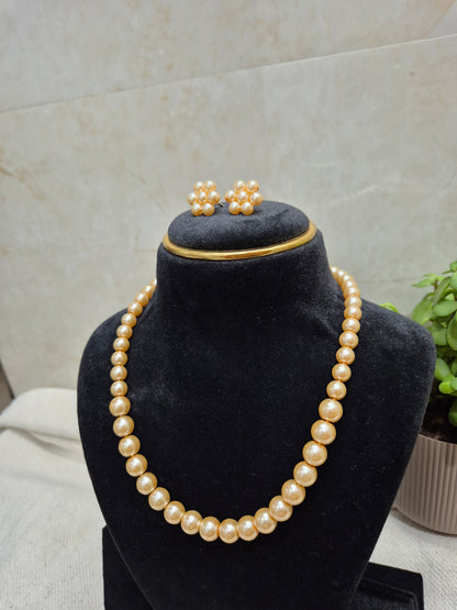 Light Golden Yellow Pearl Necklace Set