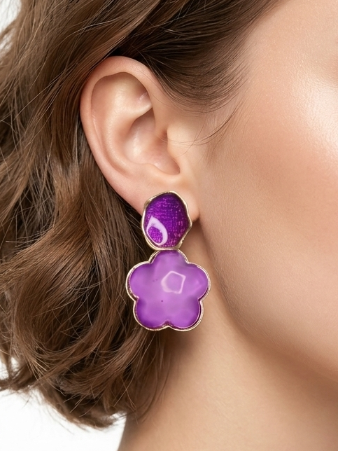Purple Flower Earrings