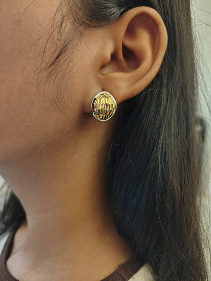 Golden Ribbed Dome Earrings
