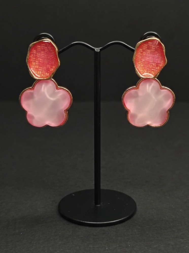 Pink Flower Earrings