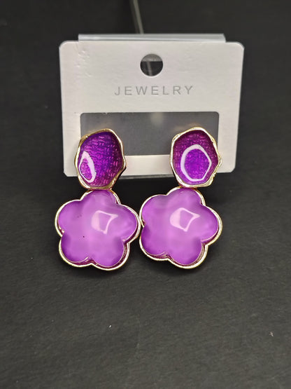 Purple Flower Earrings