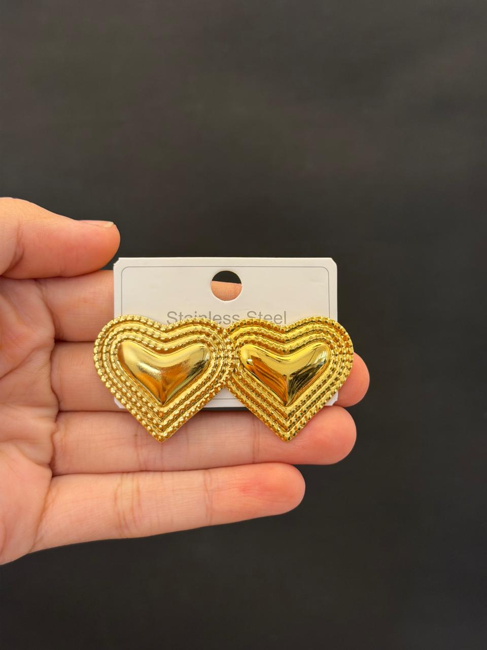 Golden Heart Statement Earrings