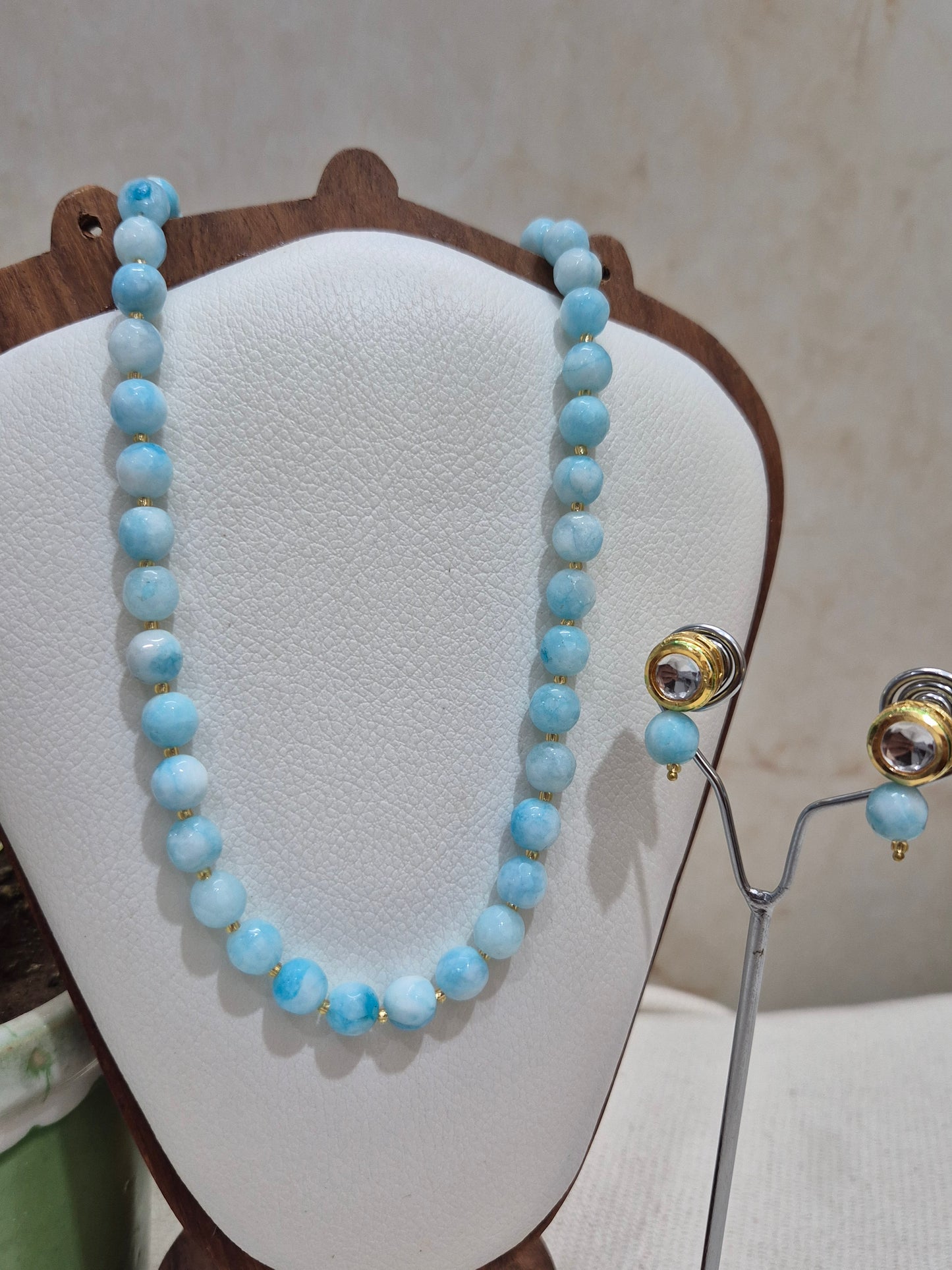 Blue and White Mix Onyx Necklace