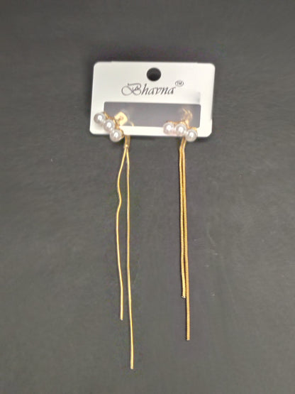 Golden Long Length Earrings