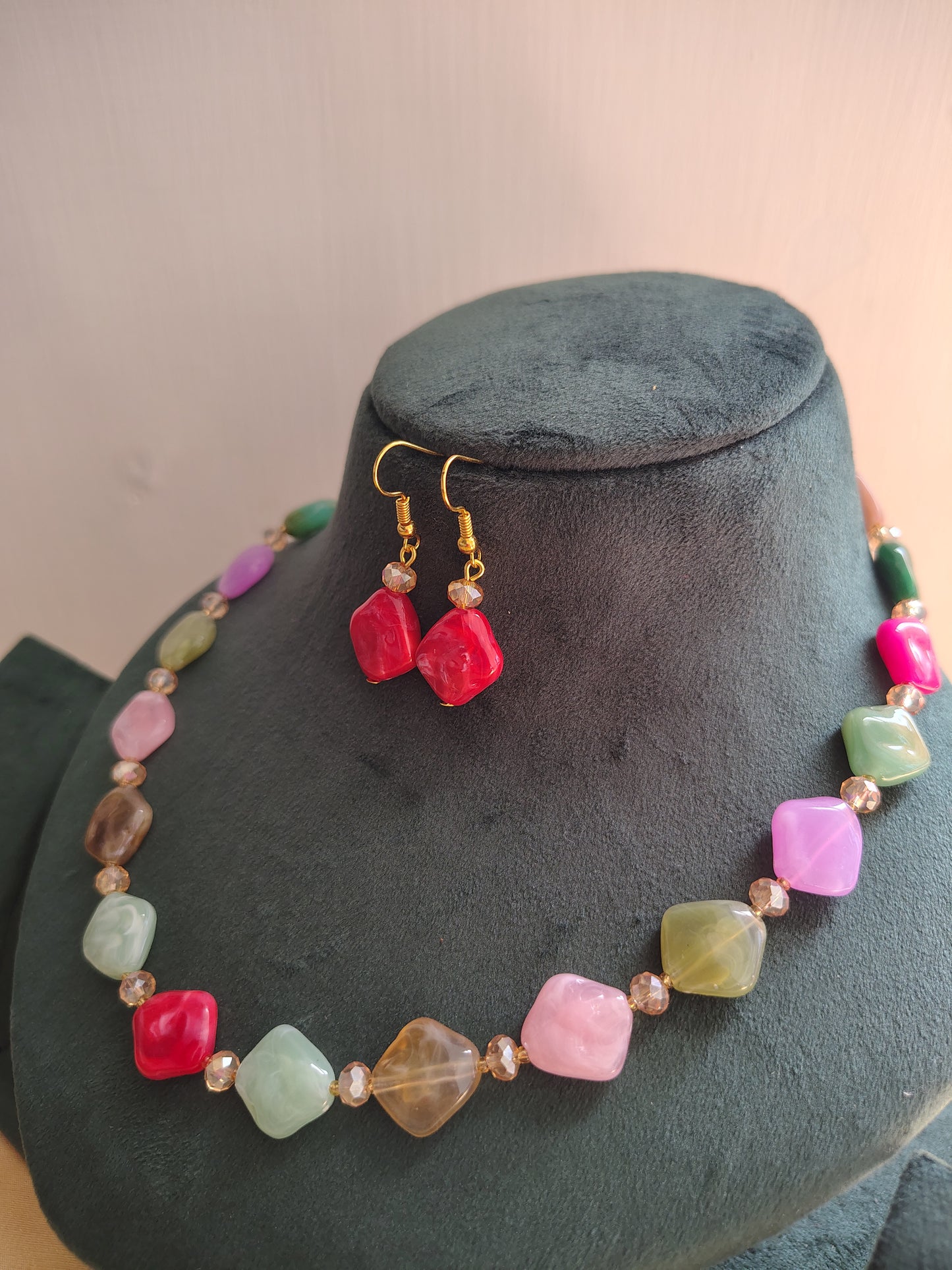 Pearl Multi colour with Earings