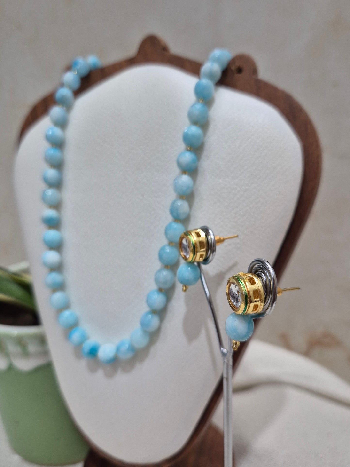 Blue and White Mix Onyx Necklace