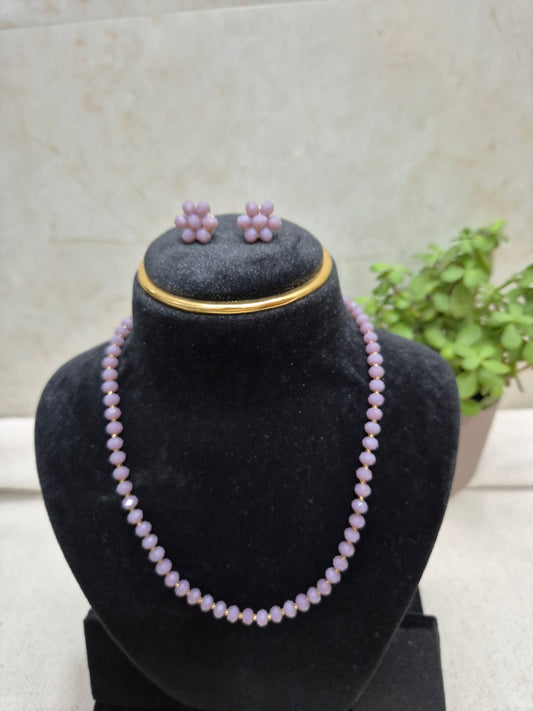 Lavender Diamond Cut Necklace Set