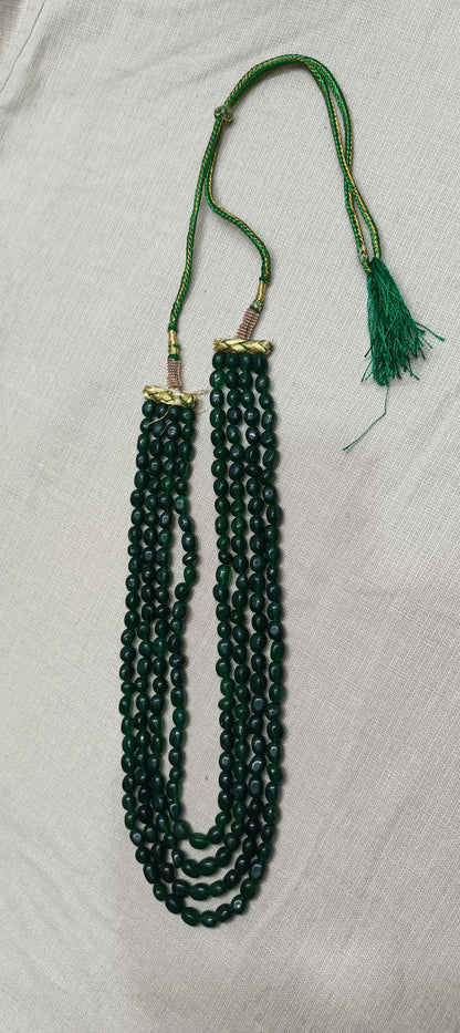 Exquisite Multi-Strand Deep Emerald Green Bead Necklace