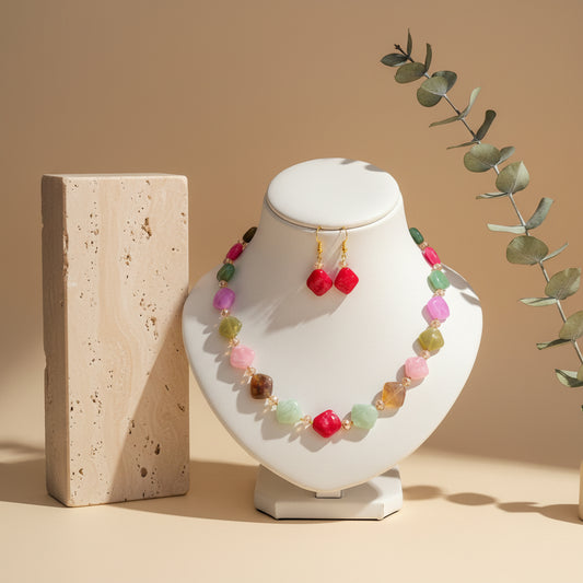 Pearl Multi colour with Earings