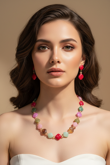 Pearl Multi colour with Earings DB00306