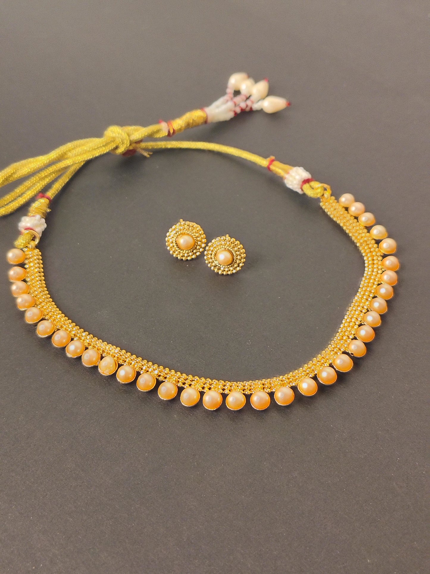 Golden Filigree & Choker Set Matching Earrings DB00297