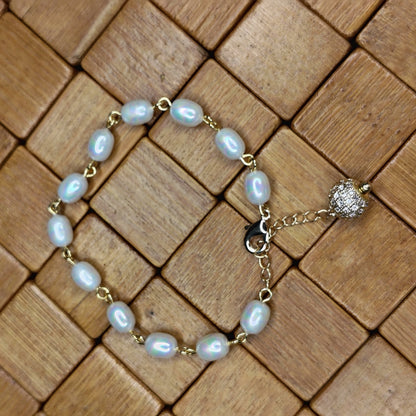 White Pearl Drop Bracelet