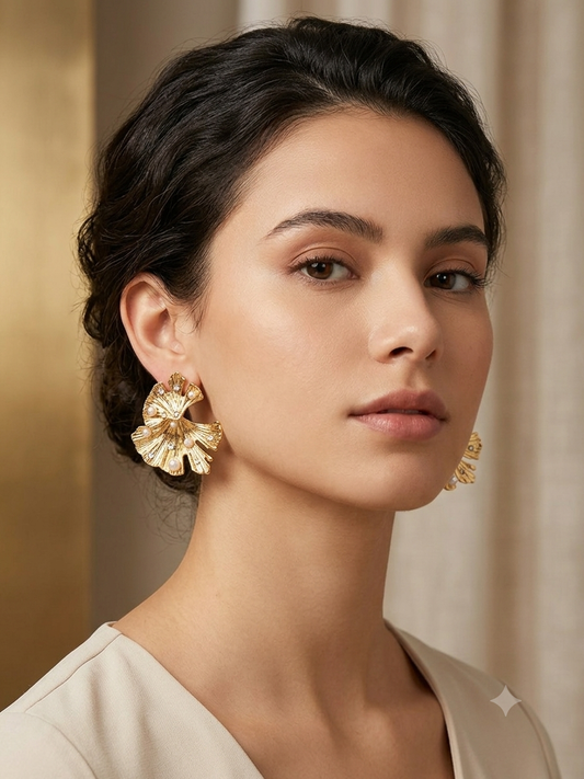 Pearl Leaf Statement Earrings