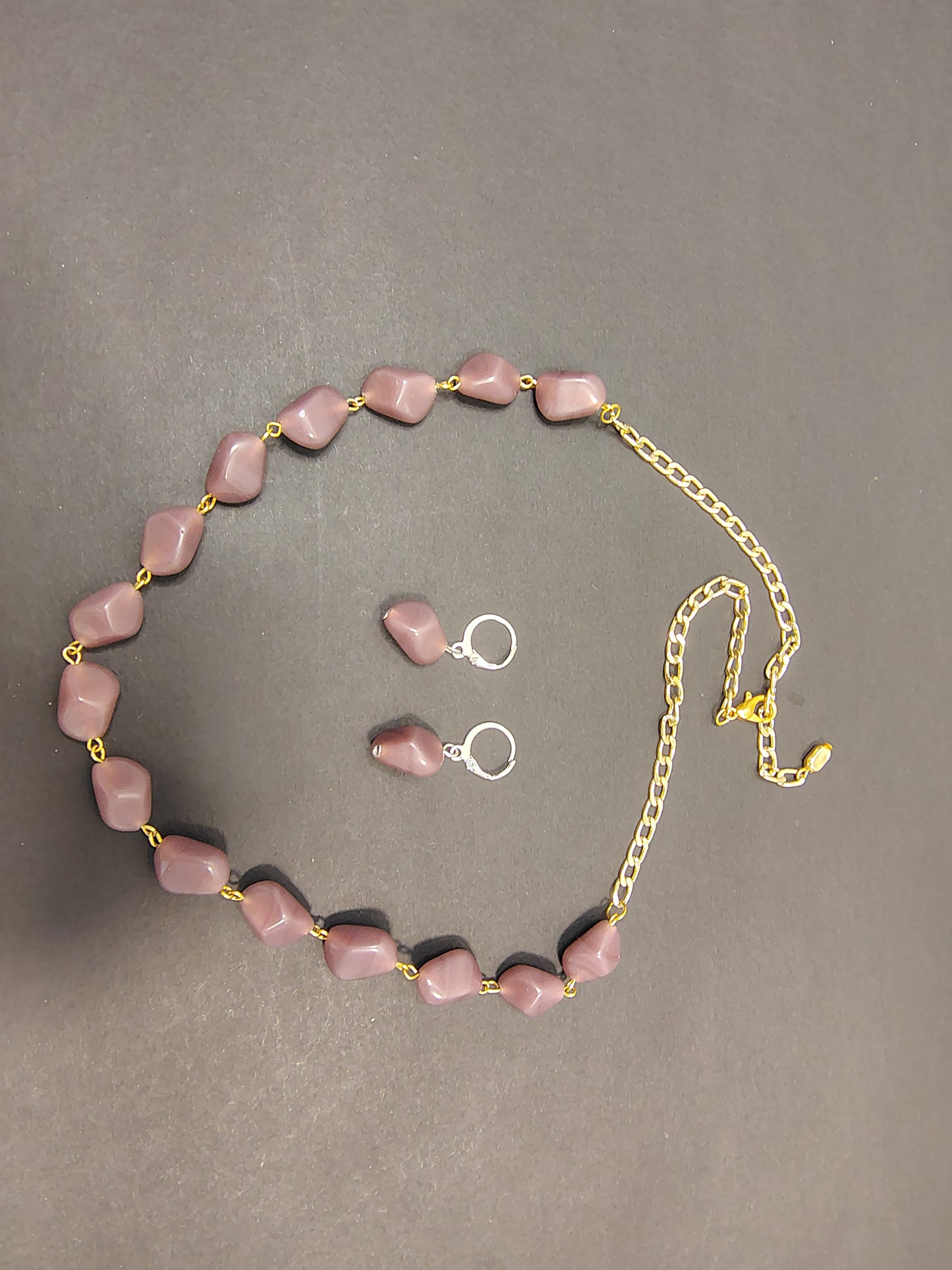 Light Purple Beads Necklace With Earrings