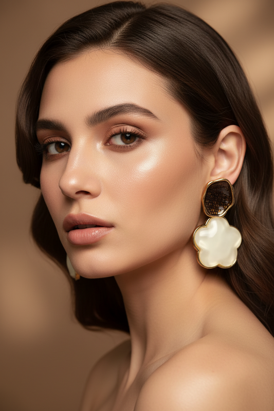 Black & White Flower Earrings