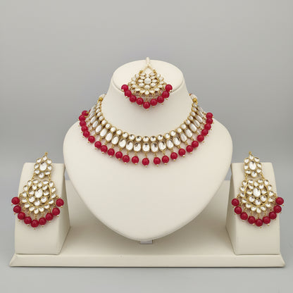 Bright Pink Kundan Set - Premium Quality