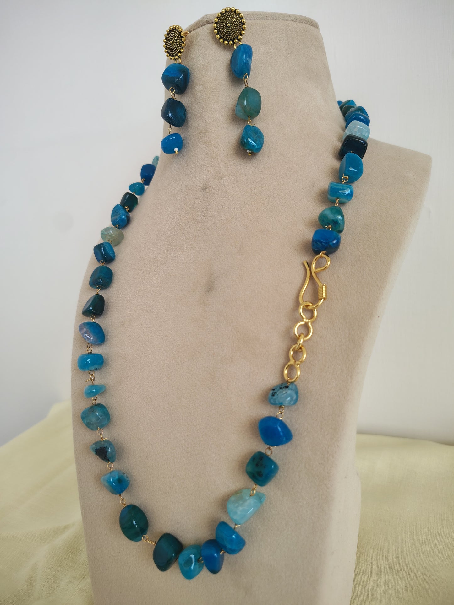 Blue Stone Look Necklace & Earring Set