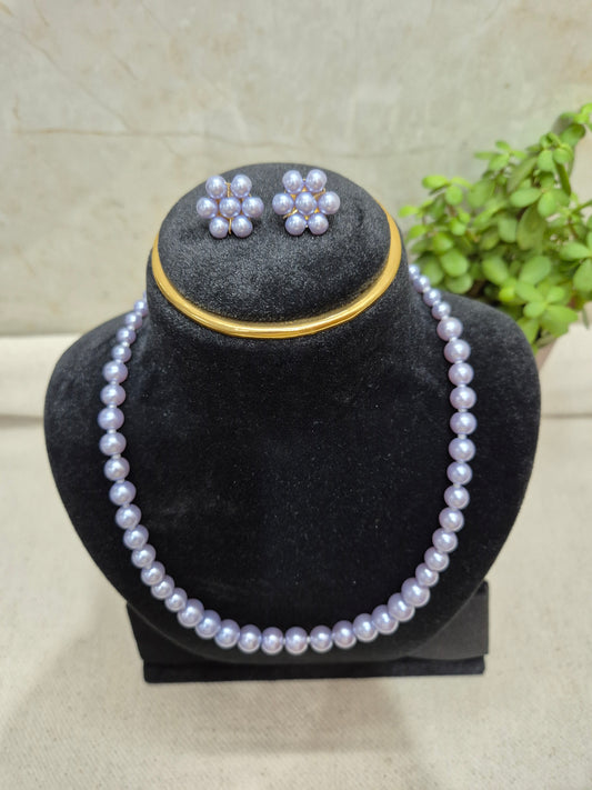 Lavender Pearl Necklace Set
