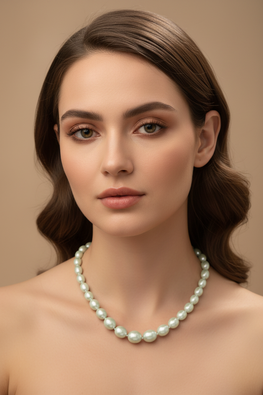 Elegant Mint Light Green Pearl Necklace