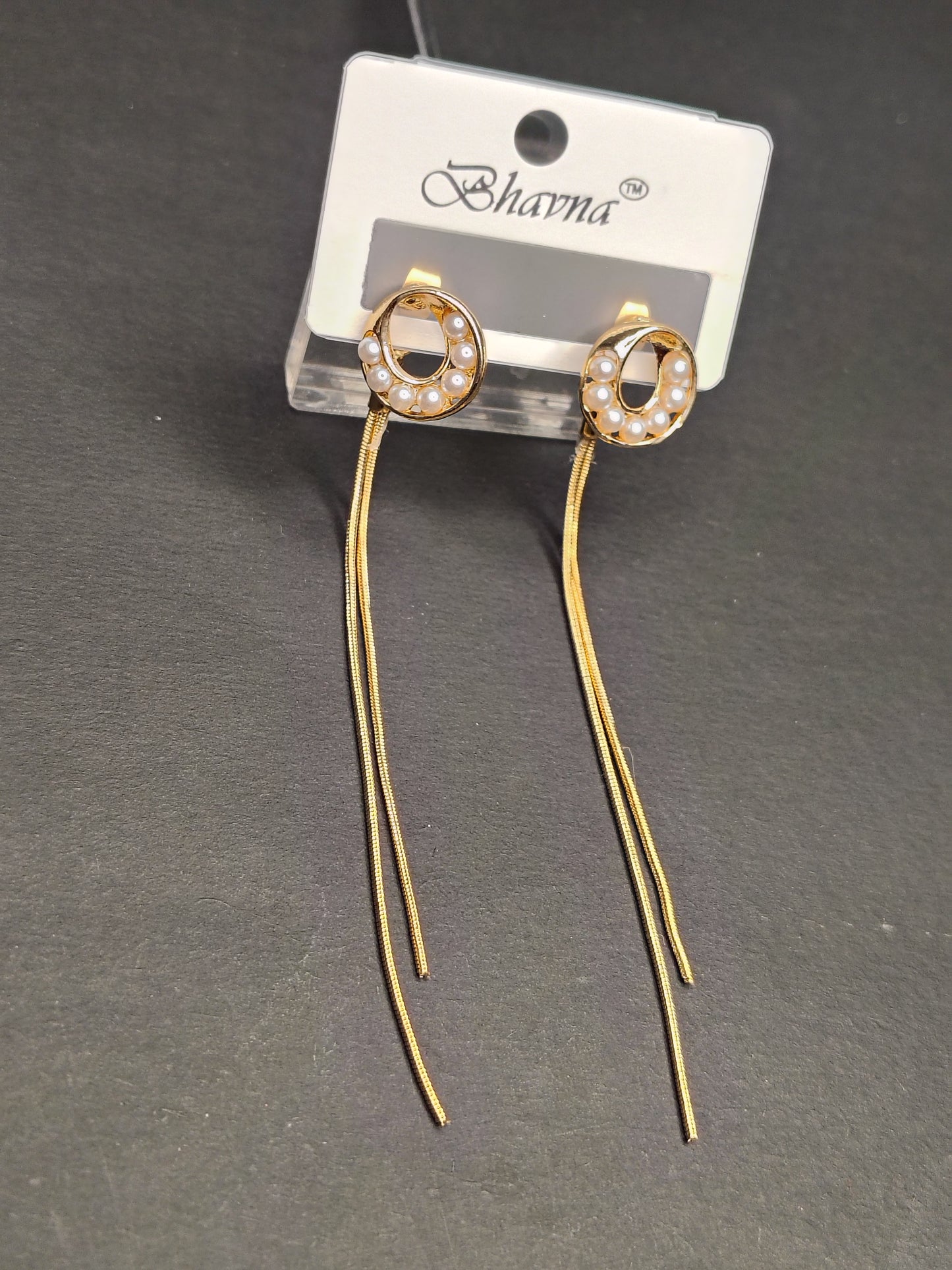 Golden Long Length Earrings