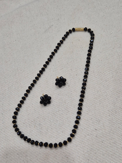Black Diamond Cut Beads Necklace