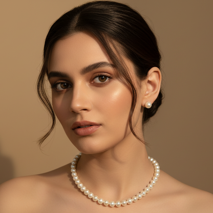 White Pearl With Matching Earrings