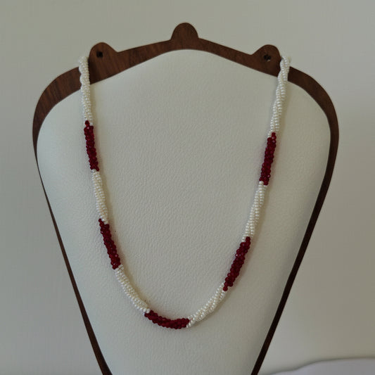 Red White Pearl Necklace