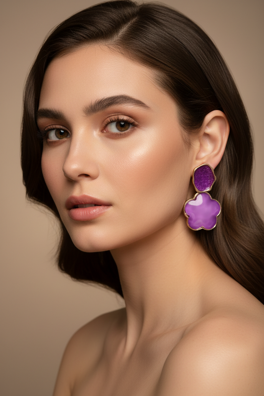 Purple Flower Earrings