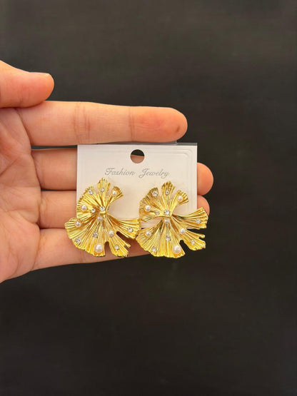 Pearl Leaf Statement Earrings