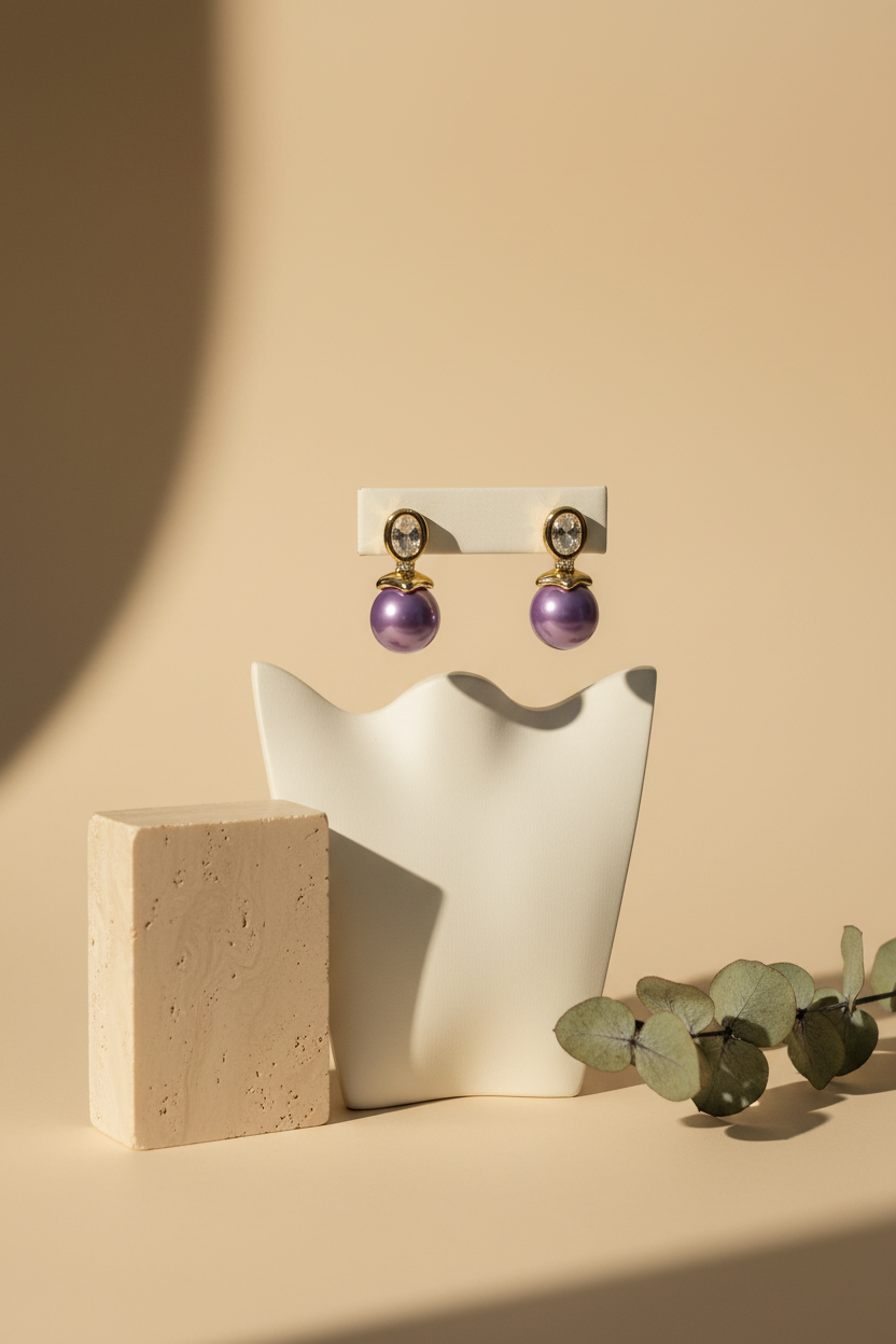 Purple Pearl Earrings