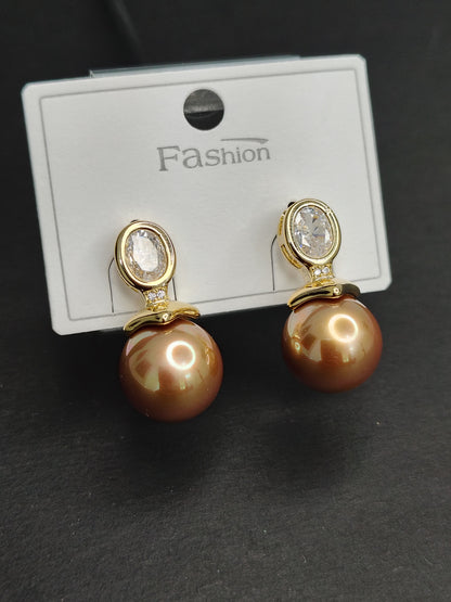 Brown Pearl Earrings