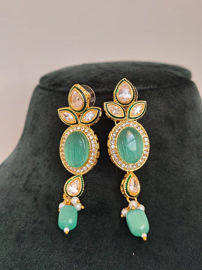 Premium Light Green Shade Stone Studded Necklace