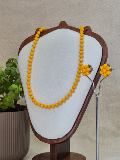 Radiant Sunshine Yellow Faceted Bead Necklace & Earring Set - Diamond Cut