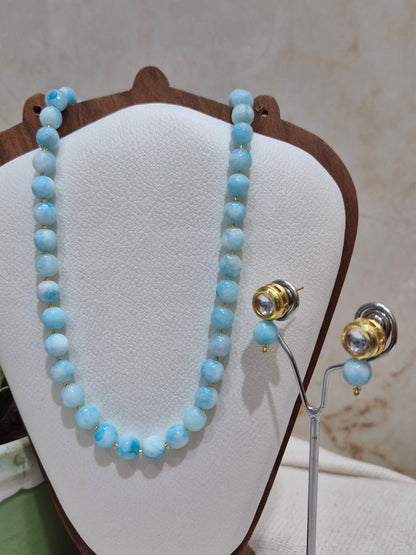 Blue and White Mix Onyx Necklace